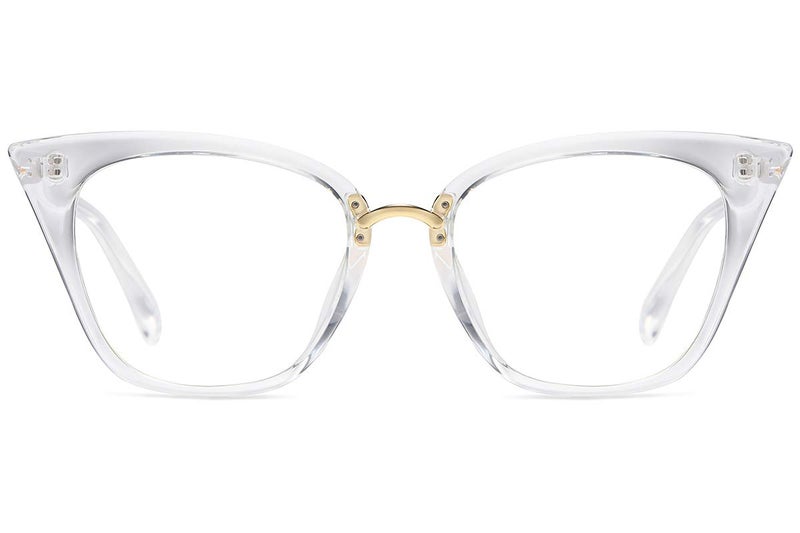 MORESHINE Cute Cateye Blue Light Blocking Glasses For Womens Fashion Computer Clear Eyeglasses Frames Anti Eye Strain Crystal